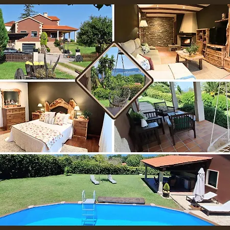 Chalet Rural 400 M Playa Piscina Barbacoa Chimenea Bueu Exterior foto